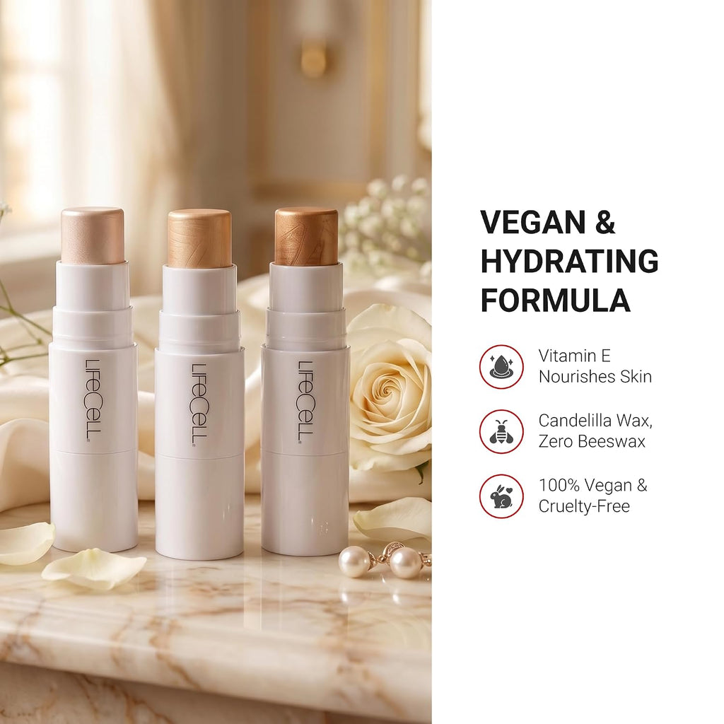 Cream Highlighter Stick, Rose - Vegan Glow, 0.25oz