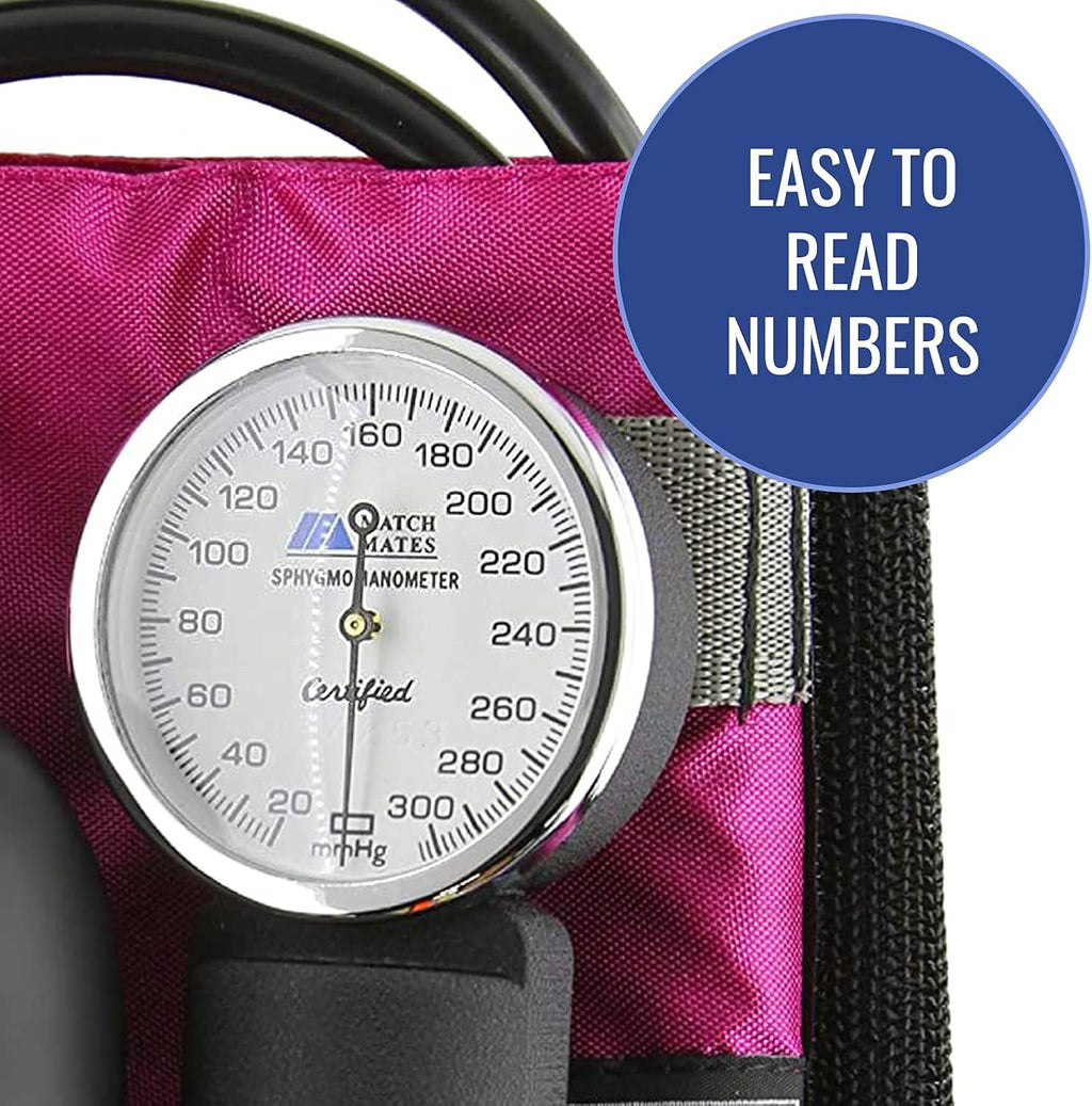 MatchMates Manual Blood Pressure Monitor Kit Aneroid Sphygmomanometer with Calibrated Nylon Cuff and Oversized