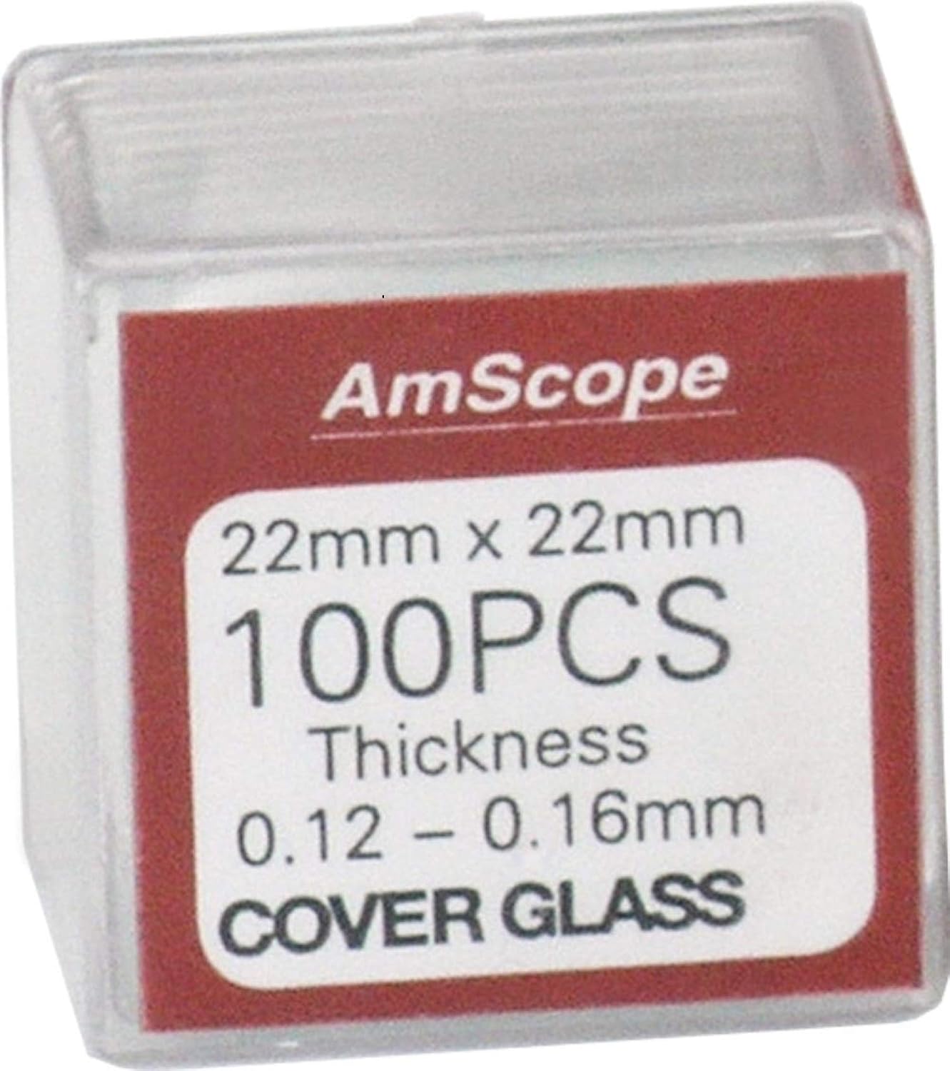 CS-S22-100 Square 22mm x 22mm Cover Slips 100 Count | 100 piece pack of 22mm x 22mm, pre-cleaned microscope square