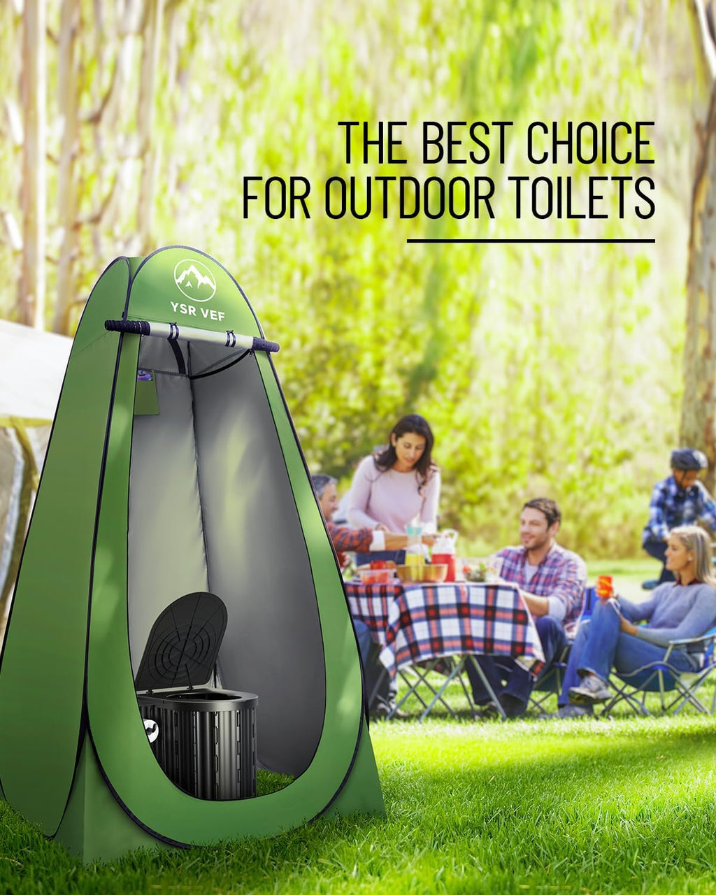 Camping Toilet with Pop-Up Privacy Tent and Liquid Waste Gel, Portable Toilet for Camping with Large Tent, Ergonomic