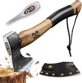 Camping Hatchet, Survival Axe with Sheath, High Carbon Steel and Wood Handle, Anti-Slip Grip – Ideal for Bushcraft