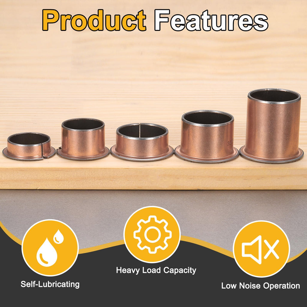 uxcell 60Pcs Flanged Sleeve Bearings, 7mm Bore x 9mm OD x 5mm Length