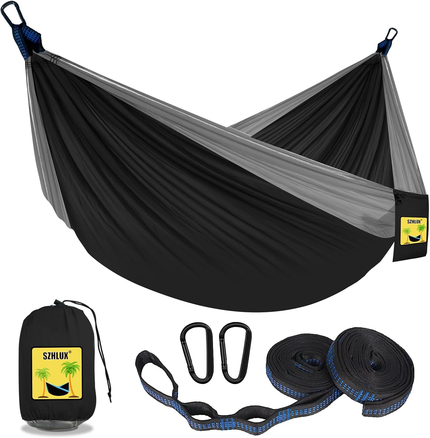Camping Hammock Double & Single Portable Hammocks with 2 Tree Straps and Attached Carry Bag,Great for
