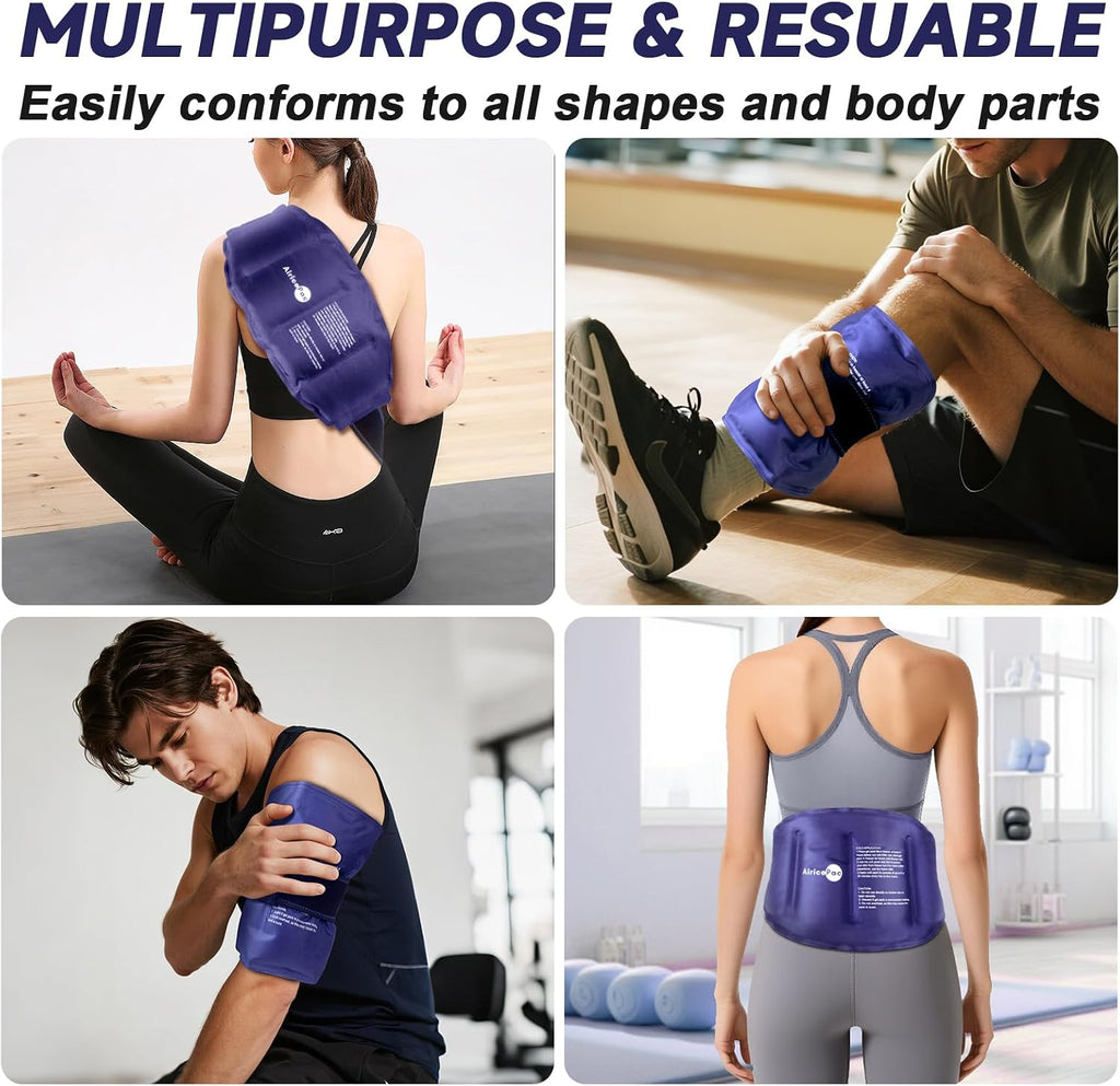 16 × 9" Large Ice Pack for Injuries Reusable Gel for Lower Back, Shoulder, Knee, Elbow, Hip, Leg, Soft Flexible Cold
