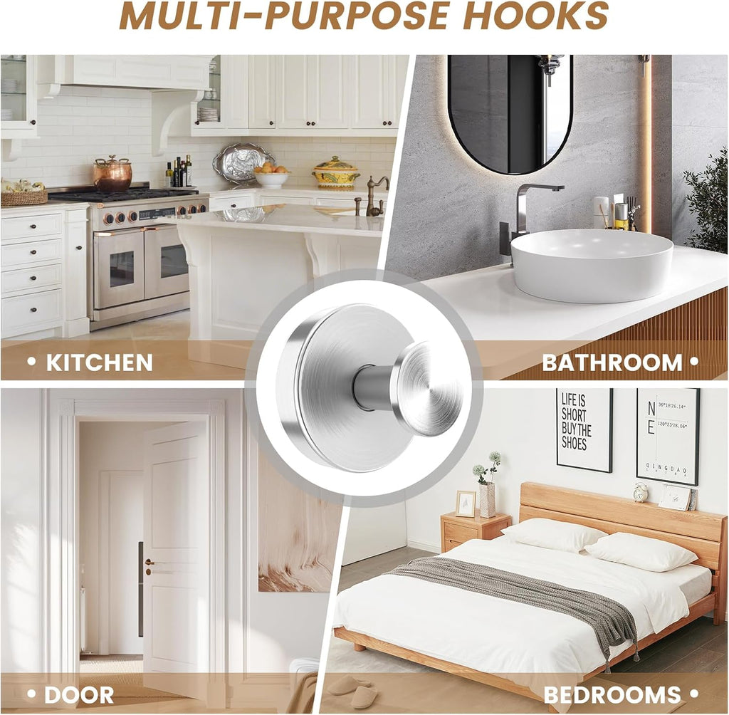 BKV Suction Cup Hooks for Shower,Brushed Nickel,6 Pack