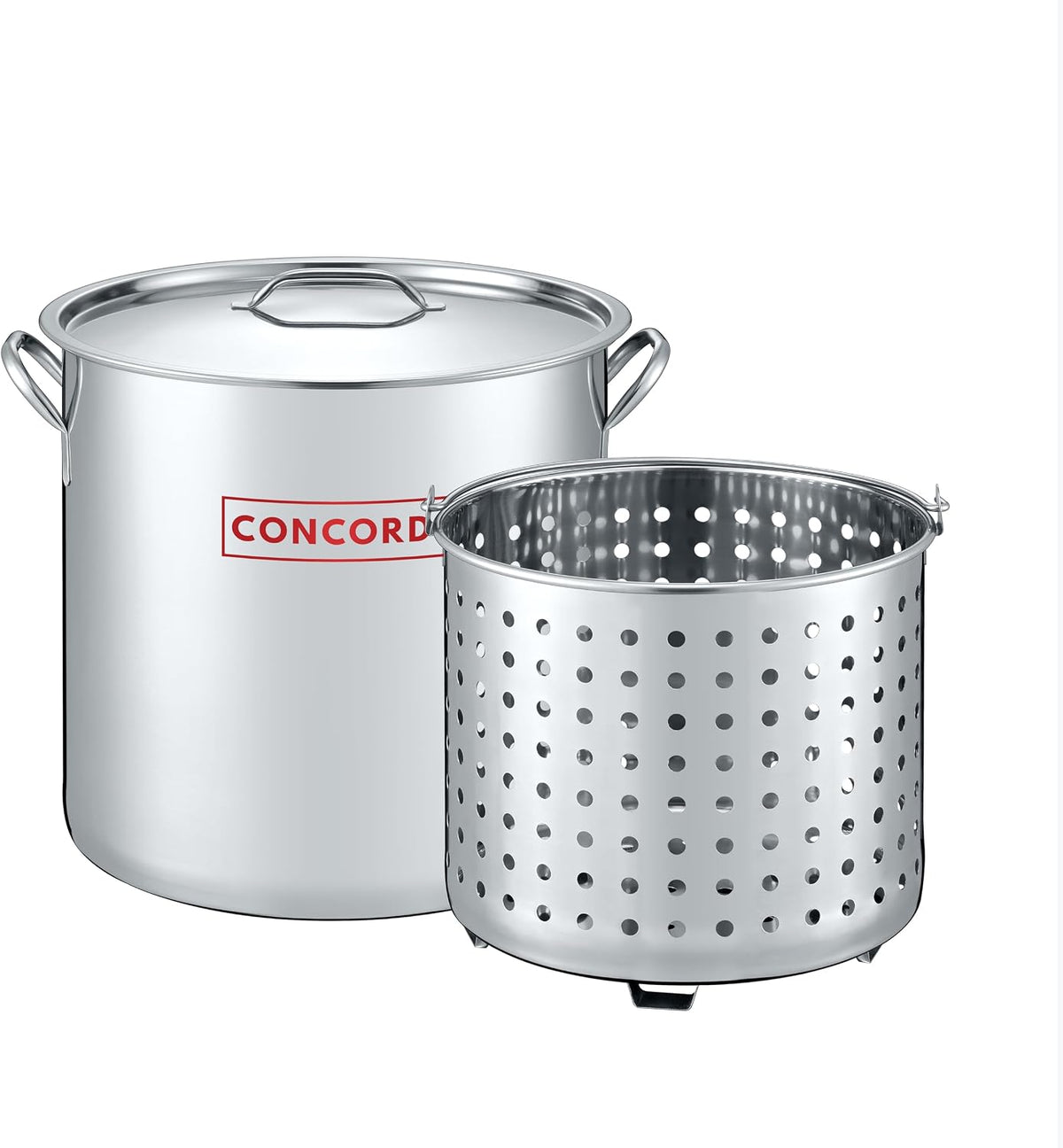 53 QT Stainless Steel Stock Pot w/Basket. Heavy Kettle. Cookware for Boiling
