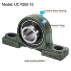 uxcell 2pcs UCP206-18 Pillow Block Bearings 1-1/8 inch Bore Self Alignment, Solid Cast Iron Base Mounted Chrome Steel Bearings