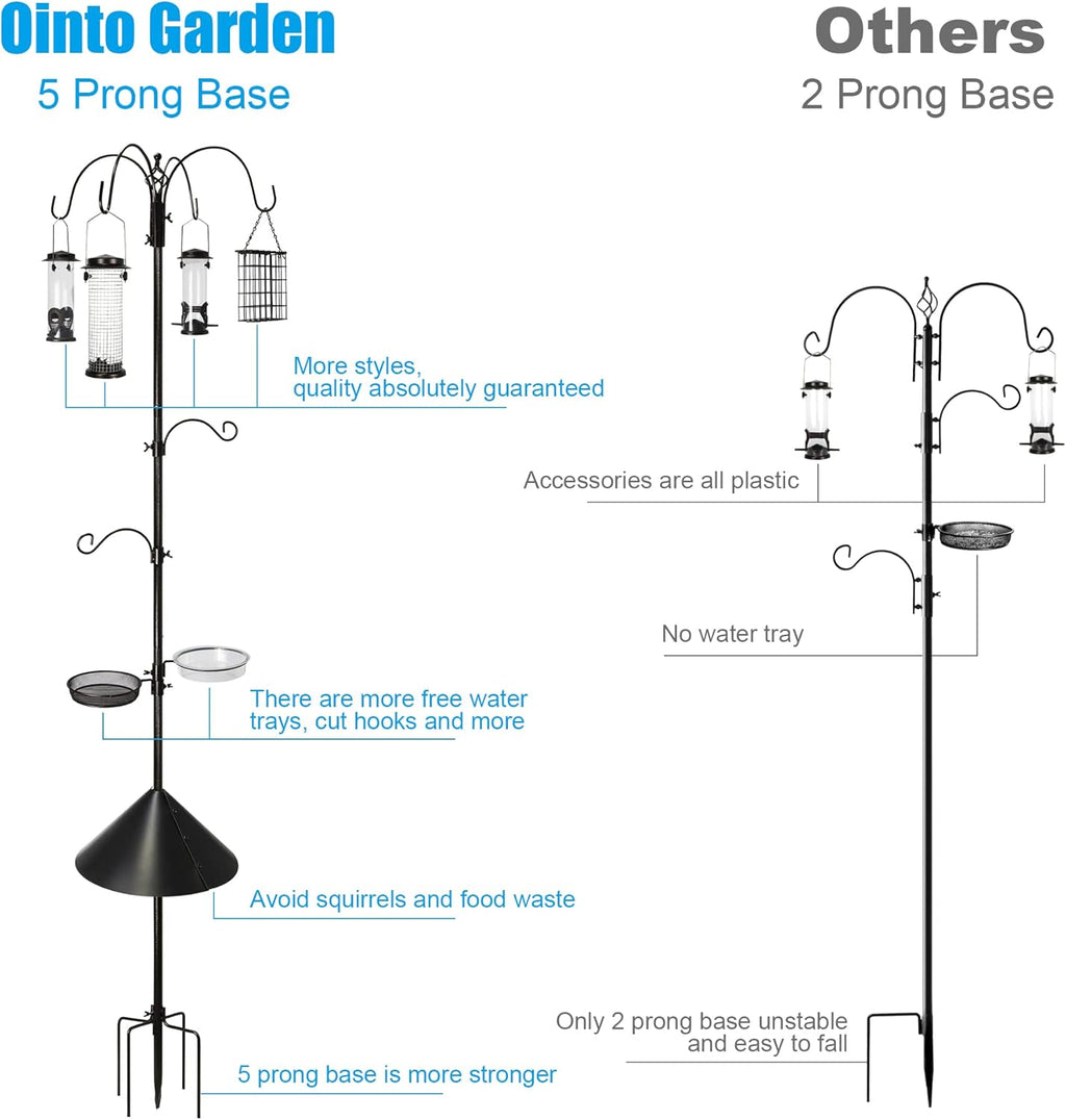 6-Hook Bird Feeding Station with Squirrel Baffle, 94 Inch