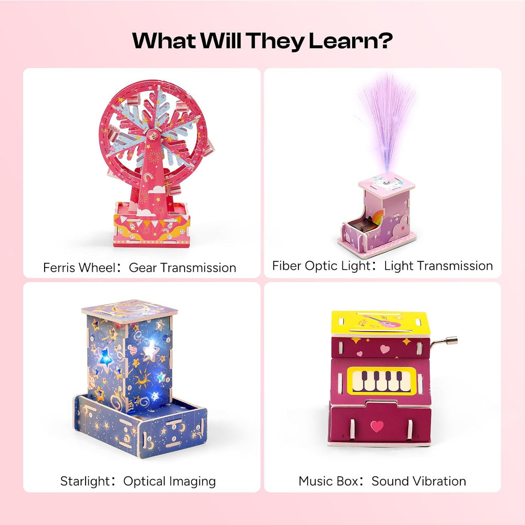 6-in-1 Stem Kits for Kids Age 8-12, Girls Engineering Kit