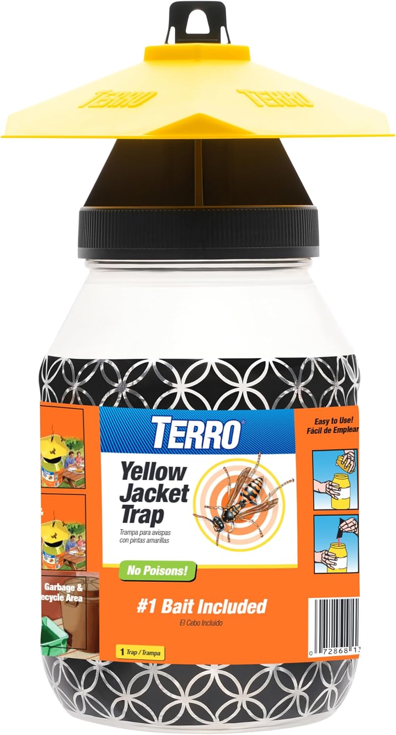 Outdoor Yellow Jacket Trap with Bait - Easy to Use - T362 - No Chemical Insecticides - Effective Yellowjacket Trap