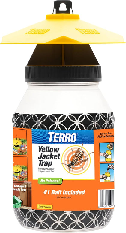 Outdoor Yellow Jacket Trap with Bait - Easy to Use - T362 - No Chemical Insecticides - Effective Yellowjacket Trap