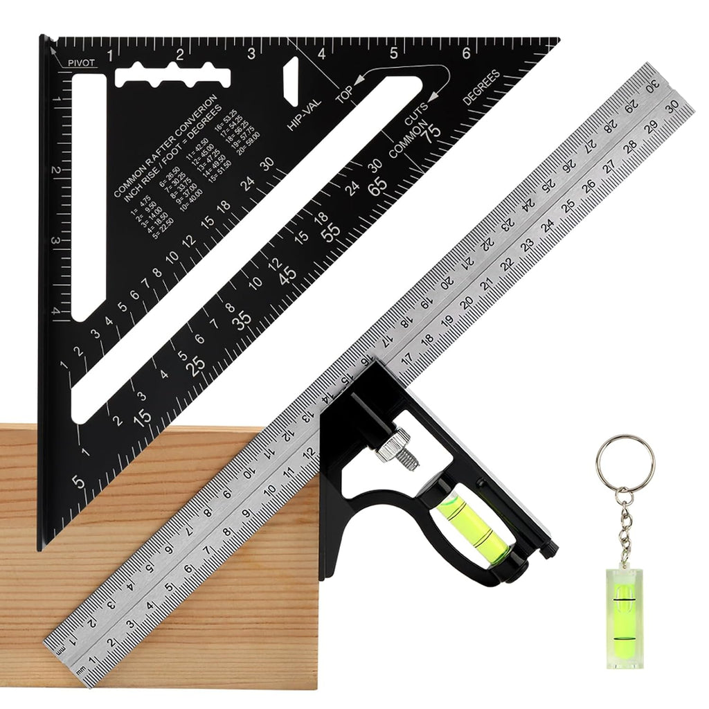 Combination Square Woodworking Ruler 7inch Carpenter Square Wood Working Tools 12 in Combination Squares Combo