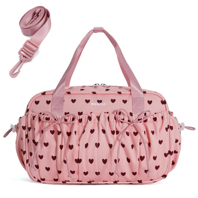Small Gym Bag for Women, Mini Duffle Bag with Wet Pocket Heart Print