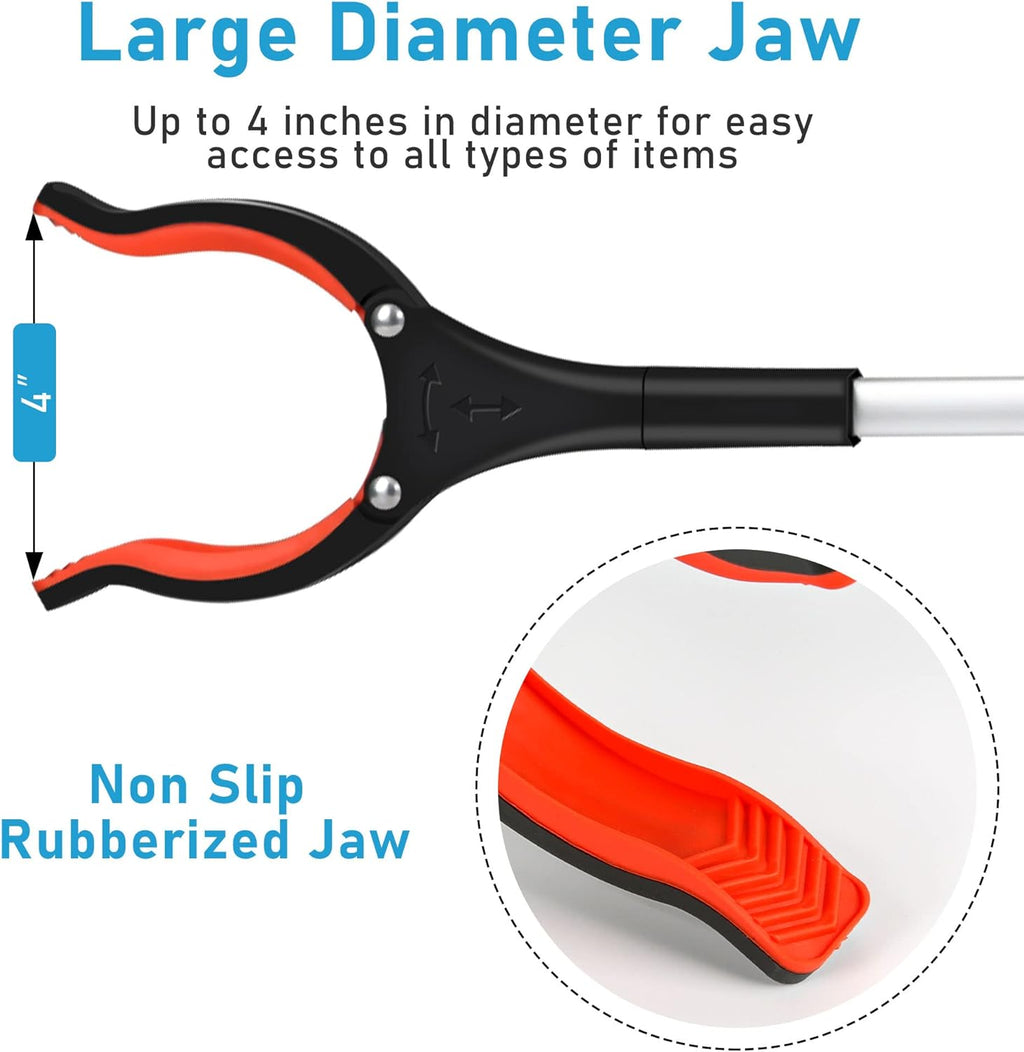 2025 Upgrade Grabber Reacher Tool, 360° Rotating Head, Wide Jaw, 32" Foldable, Lightweight Trash Claw Grabbers for