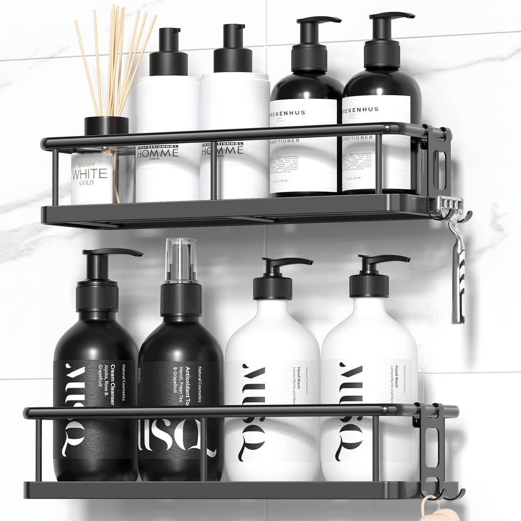 Shower Caddy Adhesive, Rustproof Shower Organizer, Large Capacity Shower Shelves for Inside Shower, No Drilling