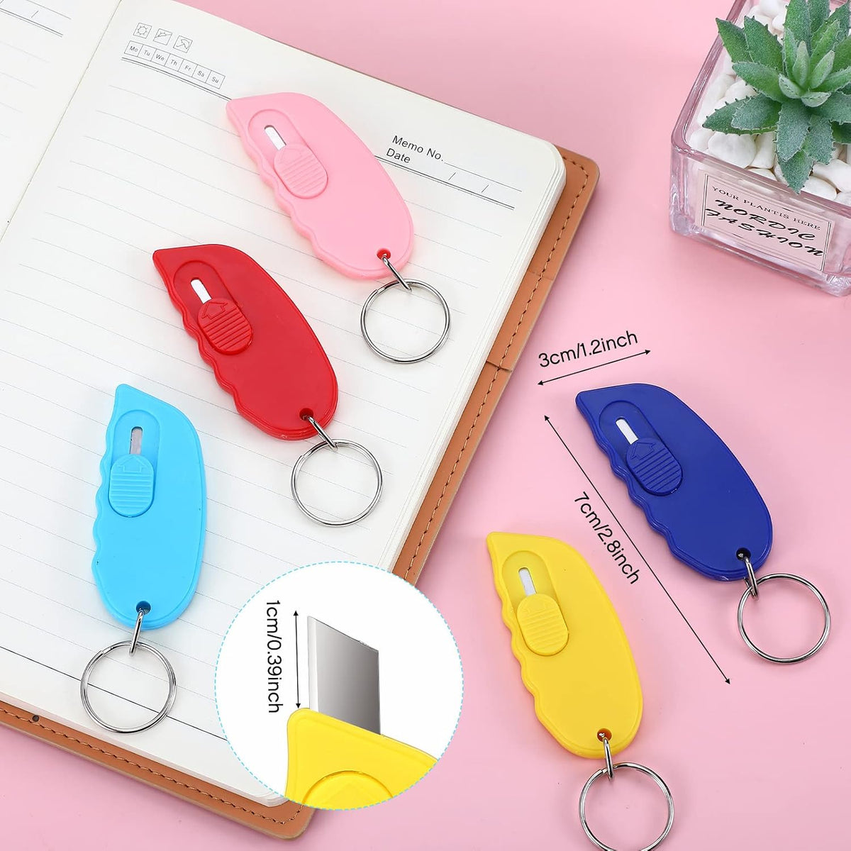 12 Pack Mini Keychain Box Cutter Portable Pocket,Classical Color