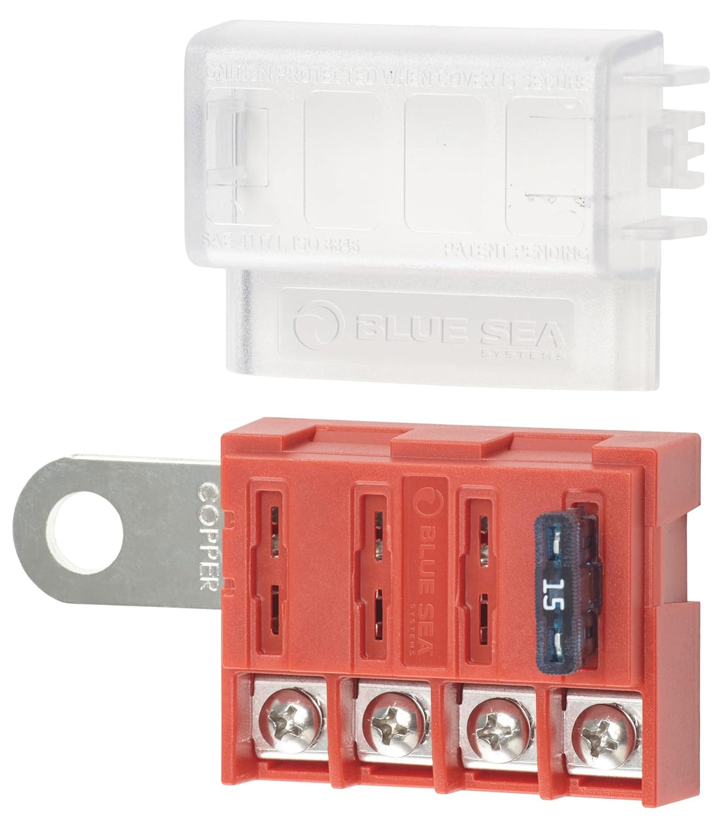 ST Blade Battery Terminal Fuse Block 4 Way Circuit with Cover, 100 Amps, 5023