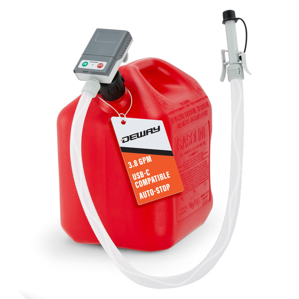 DeWay Fuel Transfer Pump, Auto-Stop & Beep Nozzle, 3.8 GPM, 51in Hose