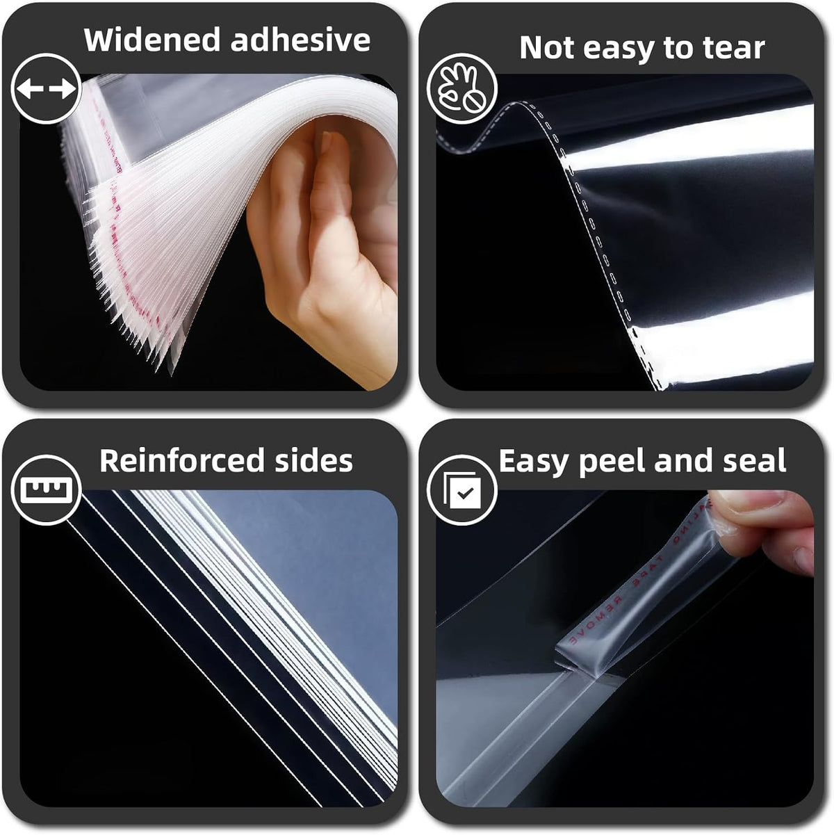 100 Count 14x20 Thick Self Sealing Cellophane Bags