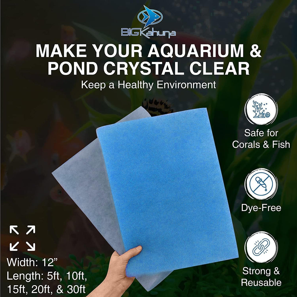 Big Kahuna Aquarium Filter Floss for Fish Tank Filters – Aquarium Filter Pad – 3/4-1 Inch Thick 12 Inch Wide 10 Feet