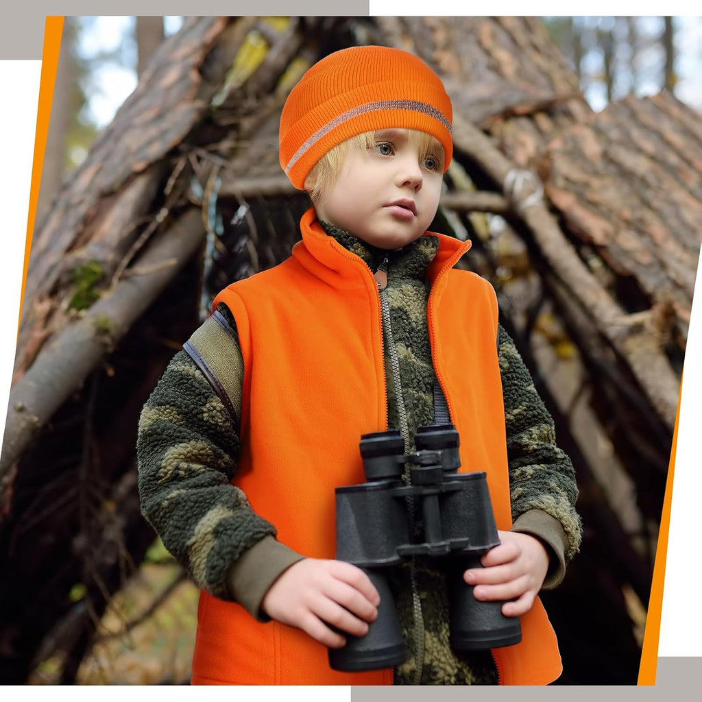 2 Pcs Orange Hunting Vest Beanie Reflective