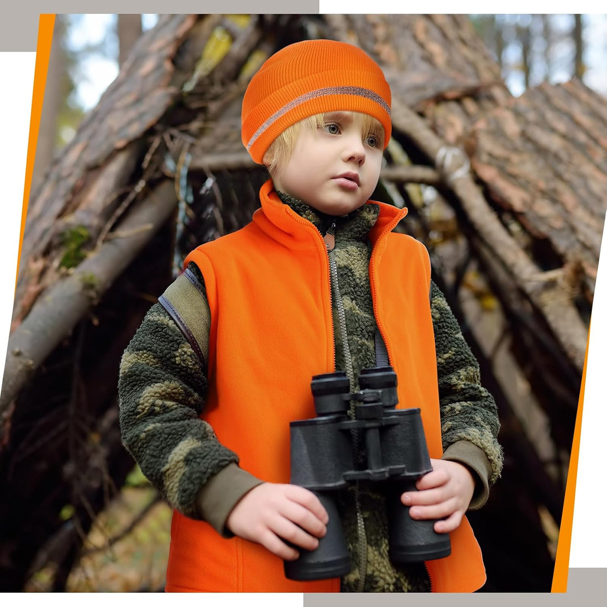 2 Pcs Orange Hunting Vest Beanie Reflective