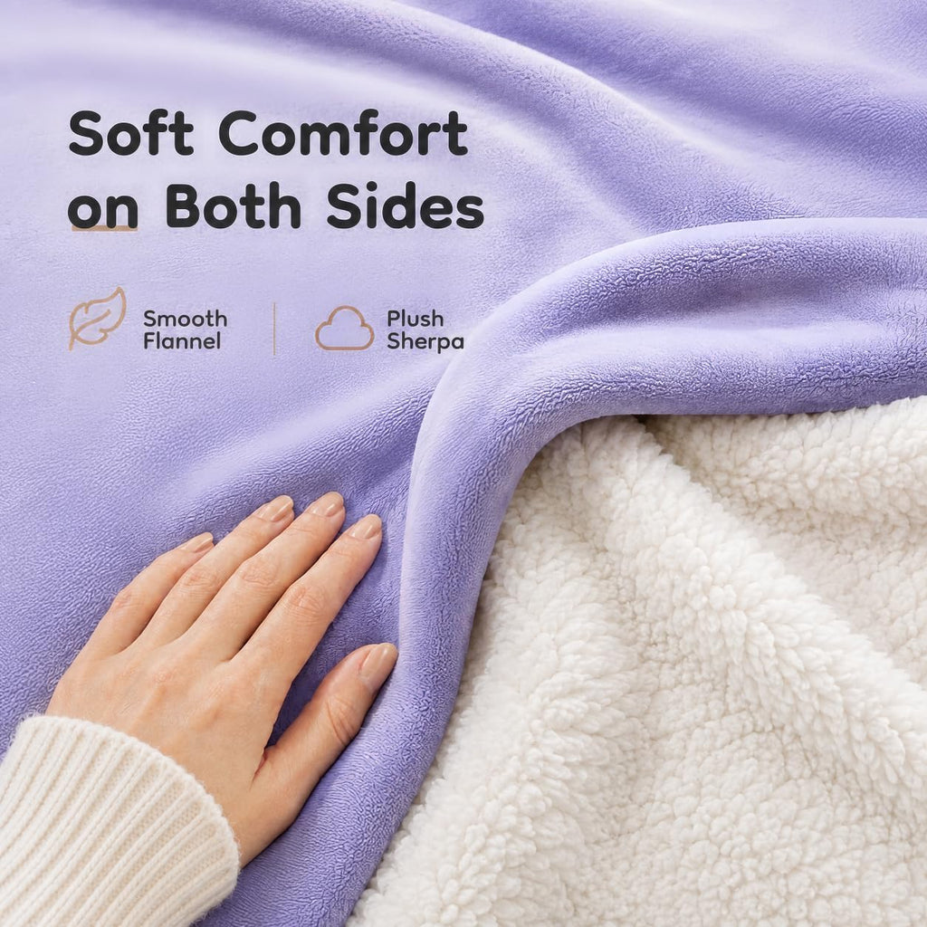 Electric Heated Blanket King Size 90 x 100, Dual Control, Fast Heating Blanket, Dual-Sided Flannel Sherpa, 10 Heat