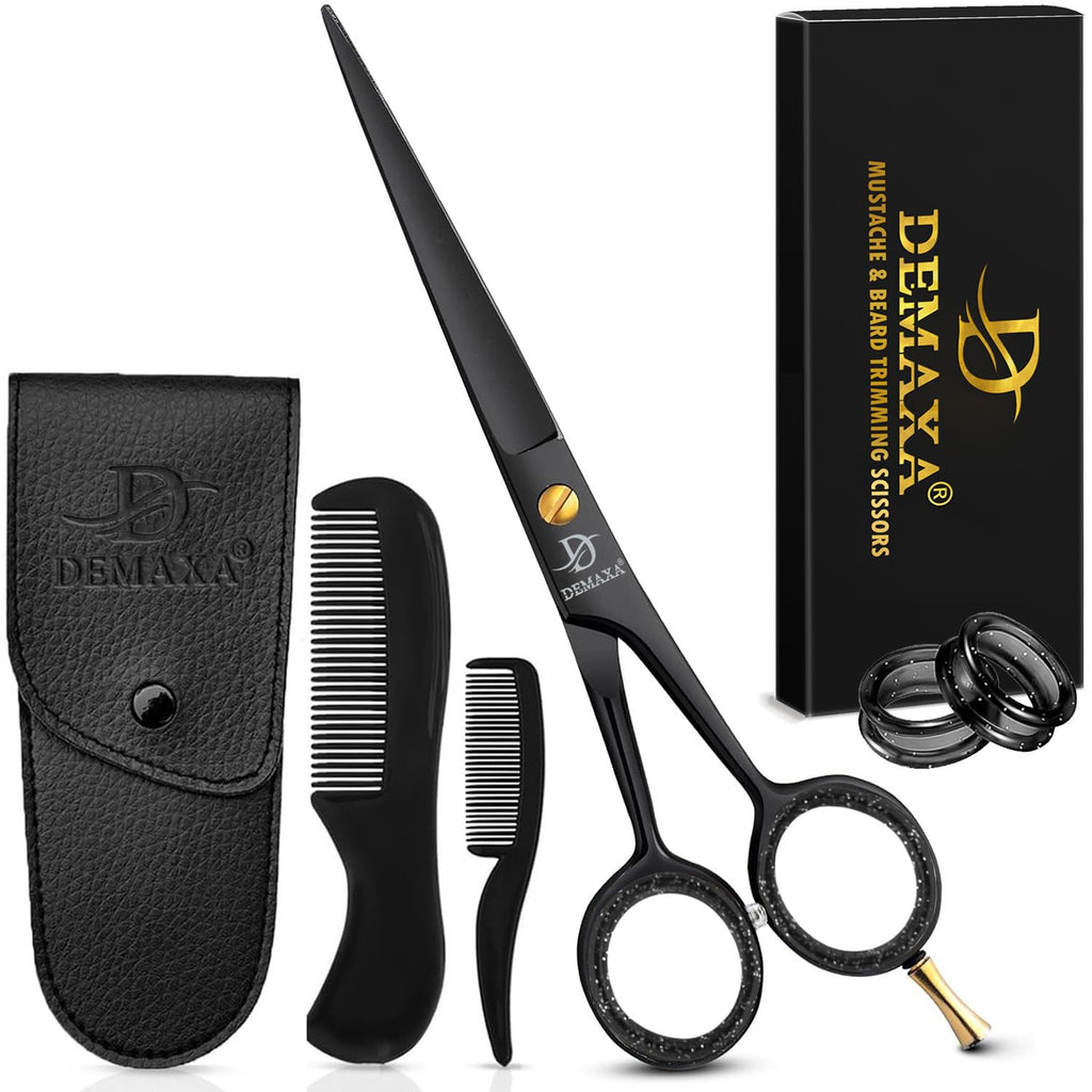 5" Professional Beard Scissors for men Mustache Scissors with 1 Mustache Comb, 1 Beard Comb & Soft Pouch – Prefect