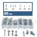 48Pcs/90Pcs Button Rivet Locking Nuts Set with M4 M5 M6 M8 (90 PCS)