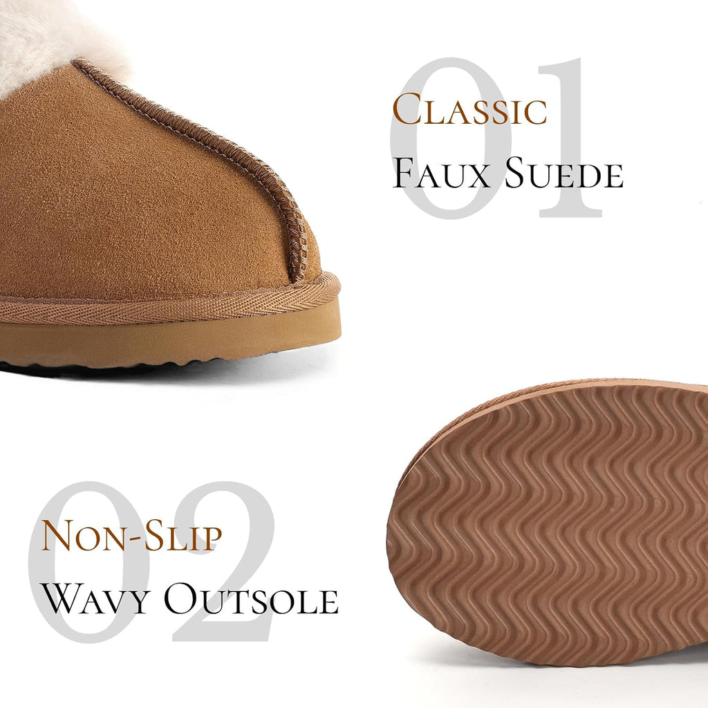 Fuzzy Slippers for Women Cozy Faux Fur House Shoes Memory Foam Slippers | Winter, Warm Slippers, Indoor and Outdoor