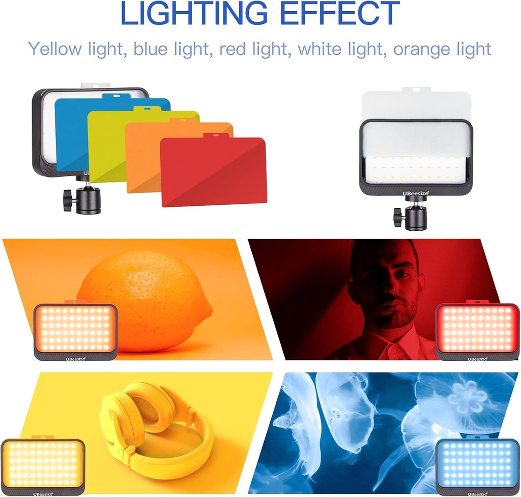 LED Video Light Kit, 2Pcs Dimmable Continuous Portable Photography Lighting with Adjustable Tripod Stand & 5 Color