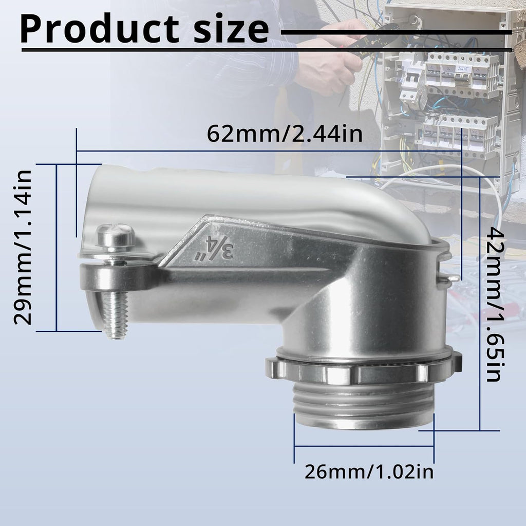 10-Pack 3/4" Flexible Metal Conduit Elbow, 90 Degree Squeeze Connectors