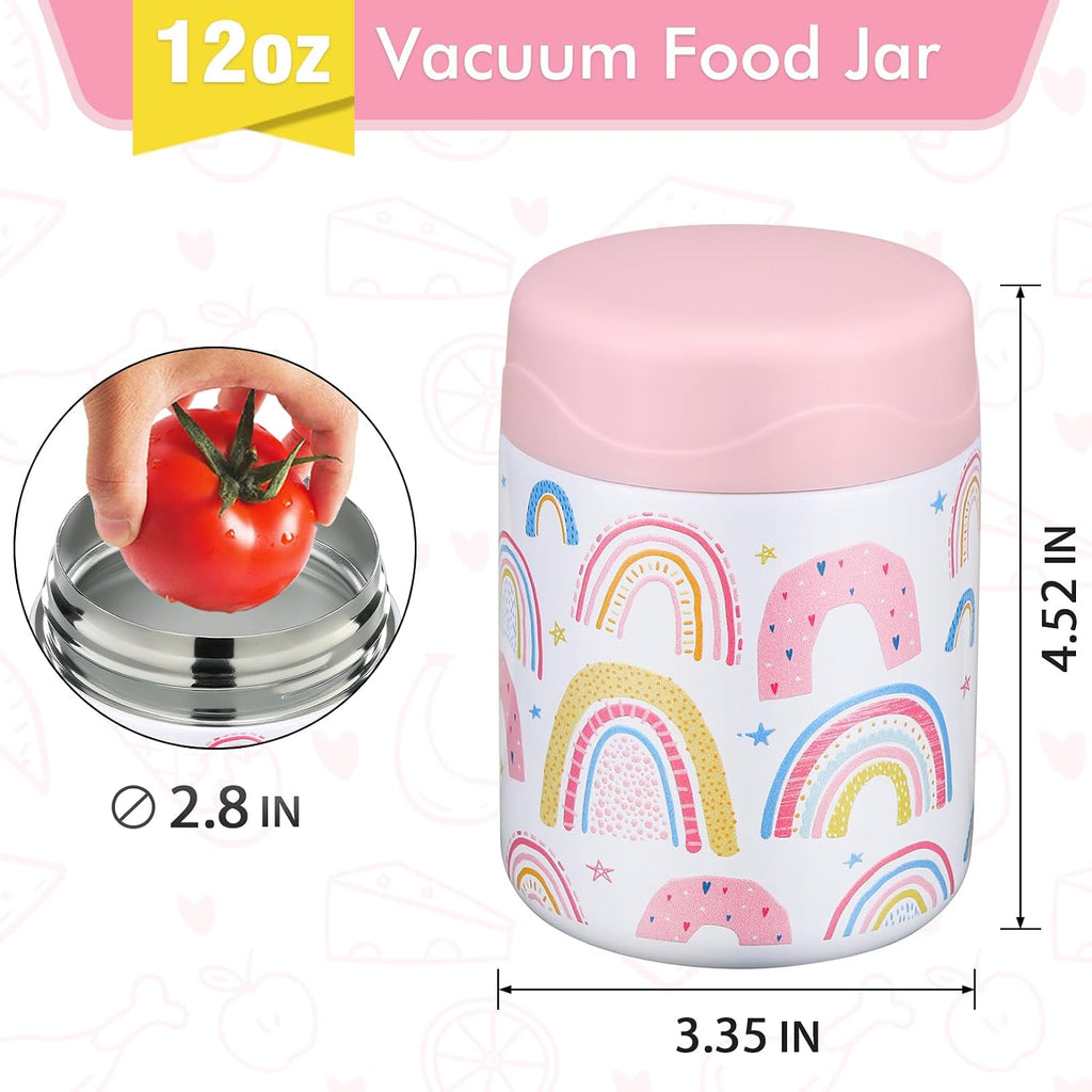 12oz Soup Thermo for Hot Food Kids Insulated Food Jar Wide Mouth Lunch Container Leak Proof Stainless Steel Vacuum