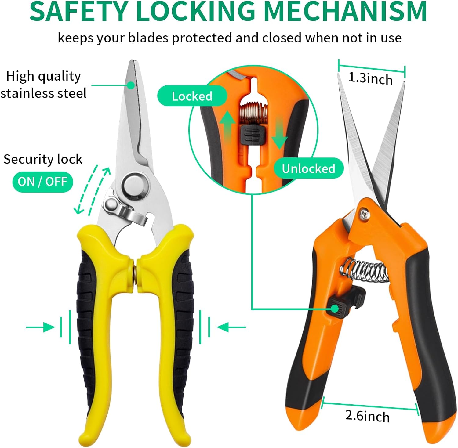Garden Pruning Shears 3 Pack Gardening Shears Garden Scissors Stainless Steel Plant Flower Scissors Clippers Pruning