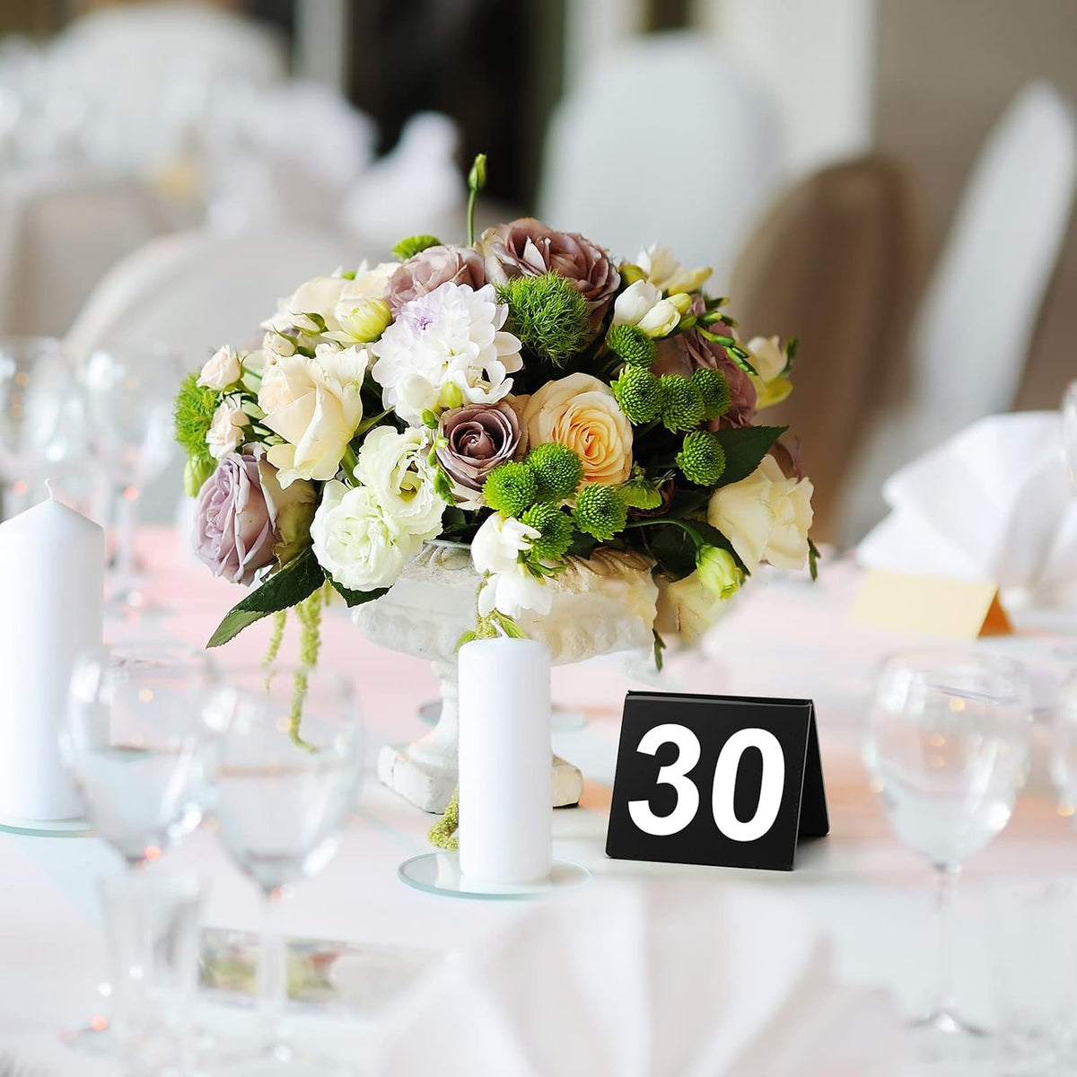 Table Numbers 1-50 Acrylic Double Sided Tents for Restaurant, Black