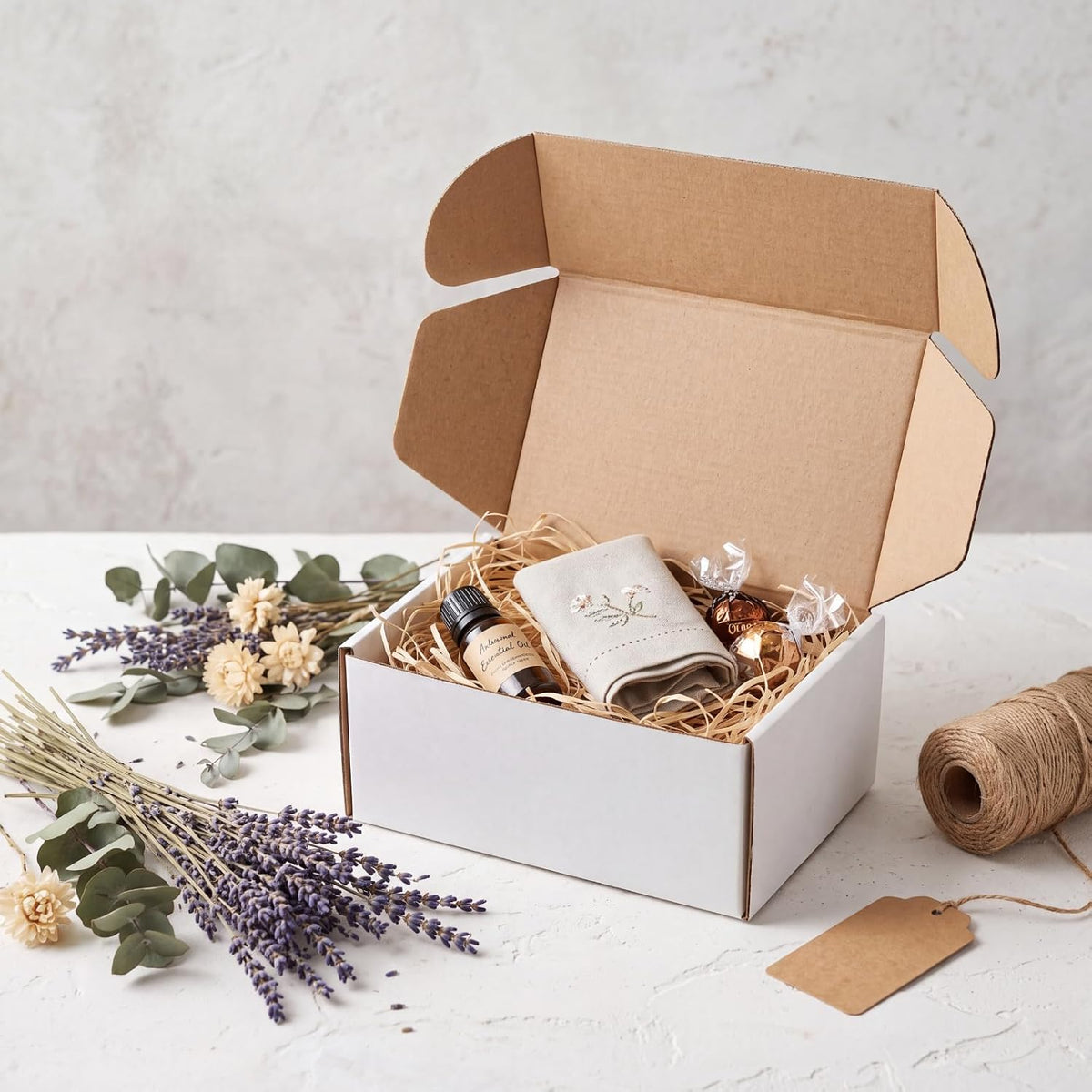 60 Pack 6x4x3 Shipping Boxes, White Corrugated Cardboard Mailer Box