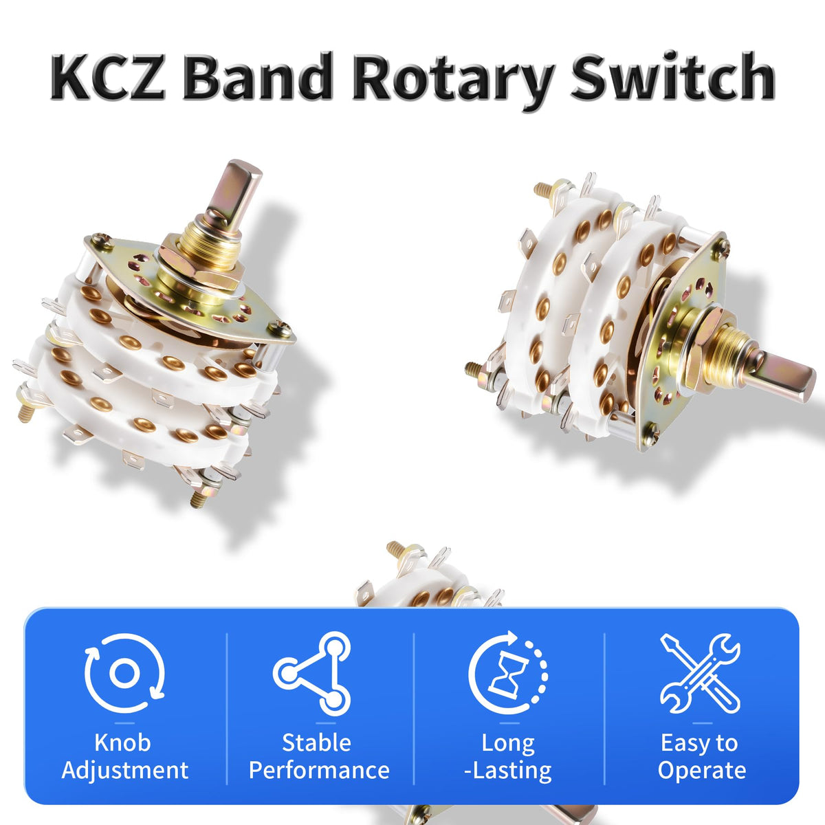 FOCMKEAS KCZ 2P6T Rotary Band Switch, 2 Pole 6 Position, 2 Deck