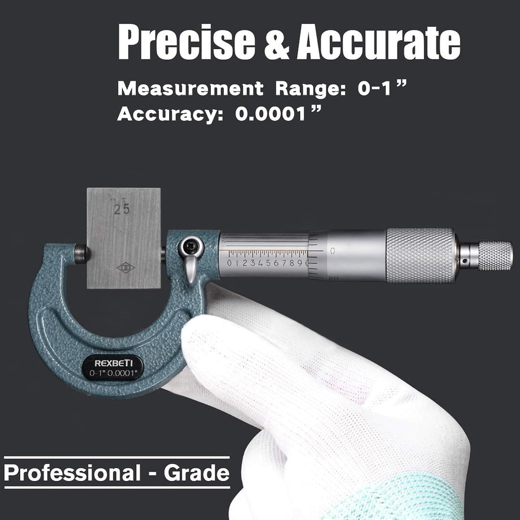 REXBETI Outside Micrometer, Ultra-Precision Carbide Tipped Measuring Tool