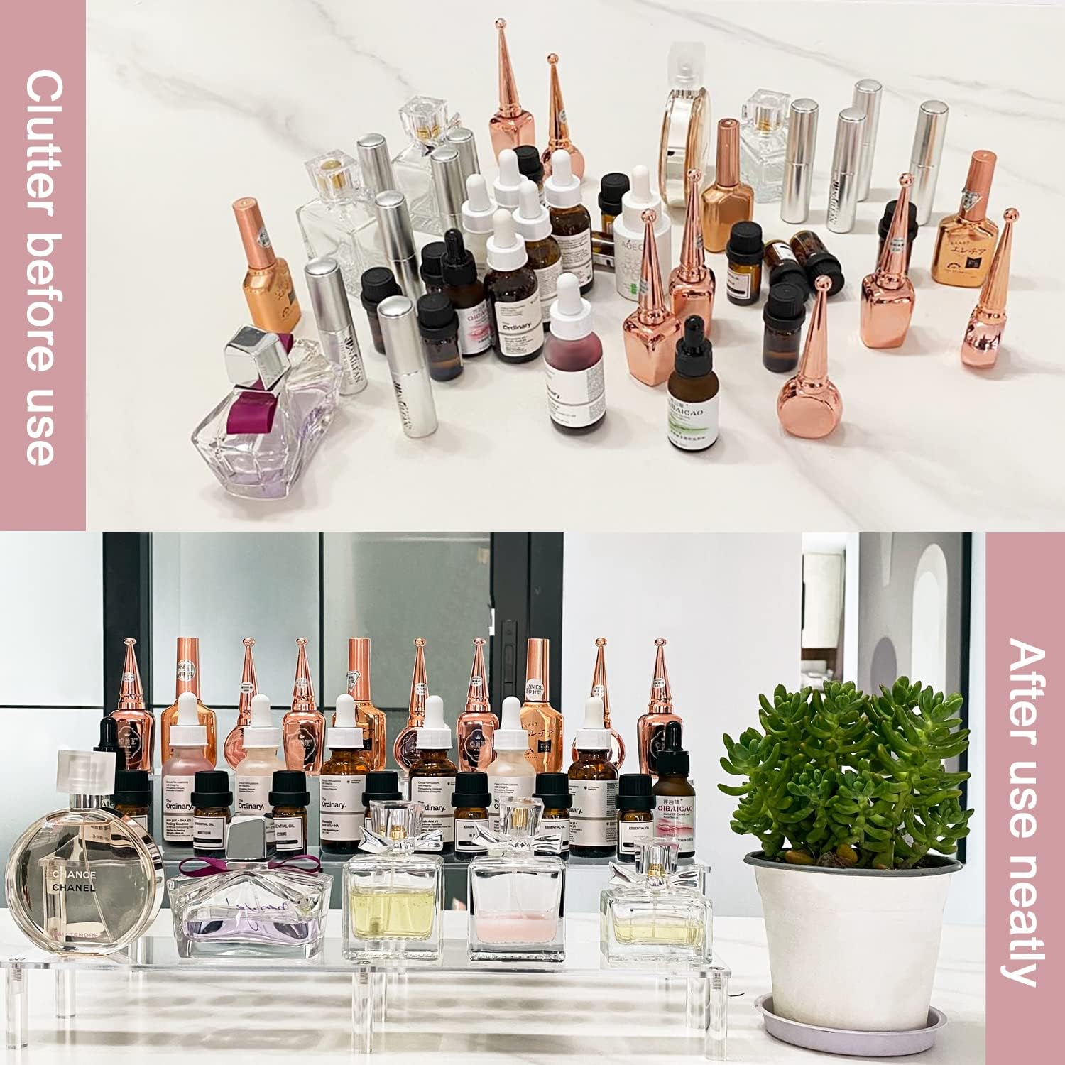 Acrylic Riser Display Shelf, 3 Tier Acrylic Shelves for Figures, 15.8 Inch | Large Clear Perfume Organizer, Display