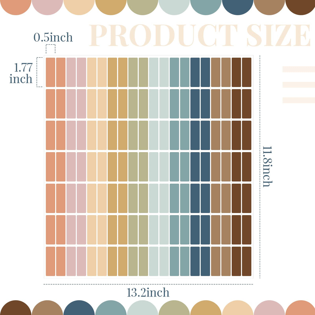 20 Sheets Color Coding Labels, Trendy Color, 0.5 x 1.77 Inch