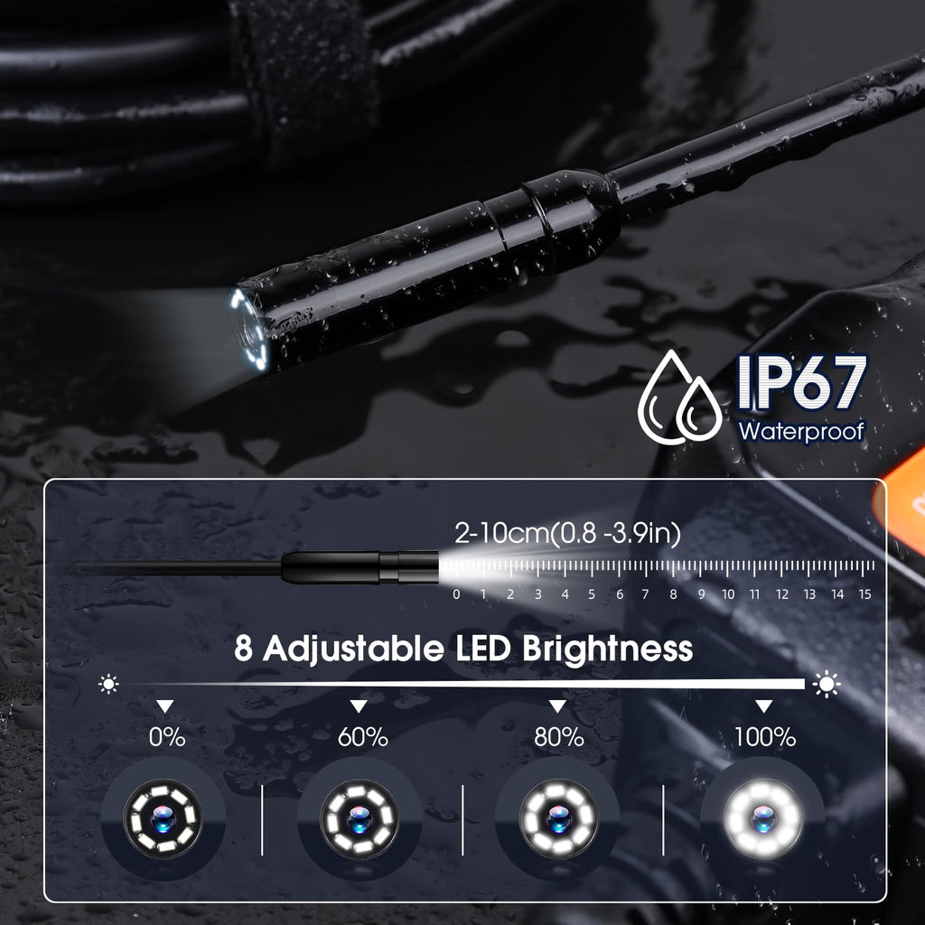 Endoscope Camera with Light,1080P Borescope with 32.8FT Cable, Single Lens