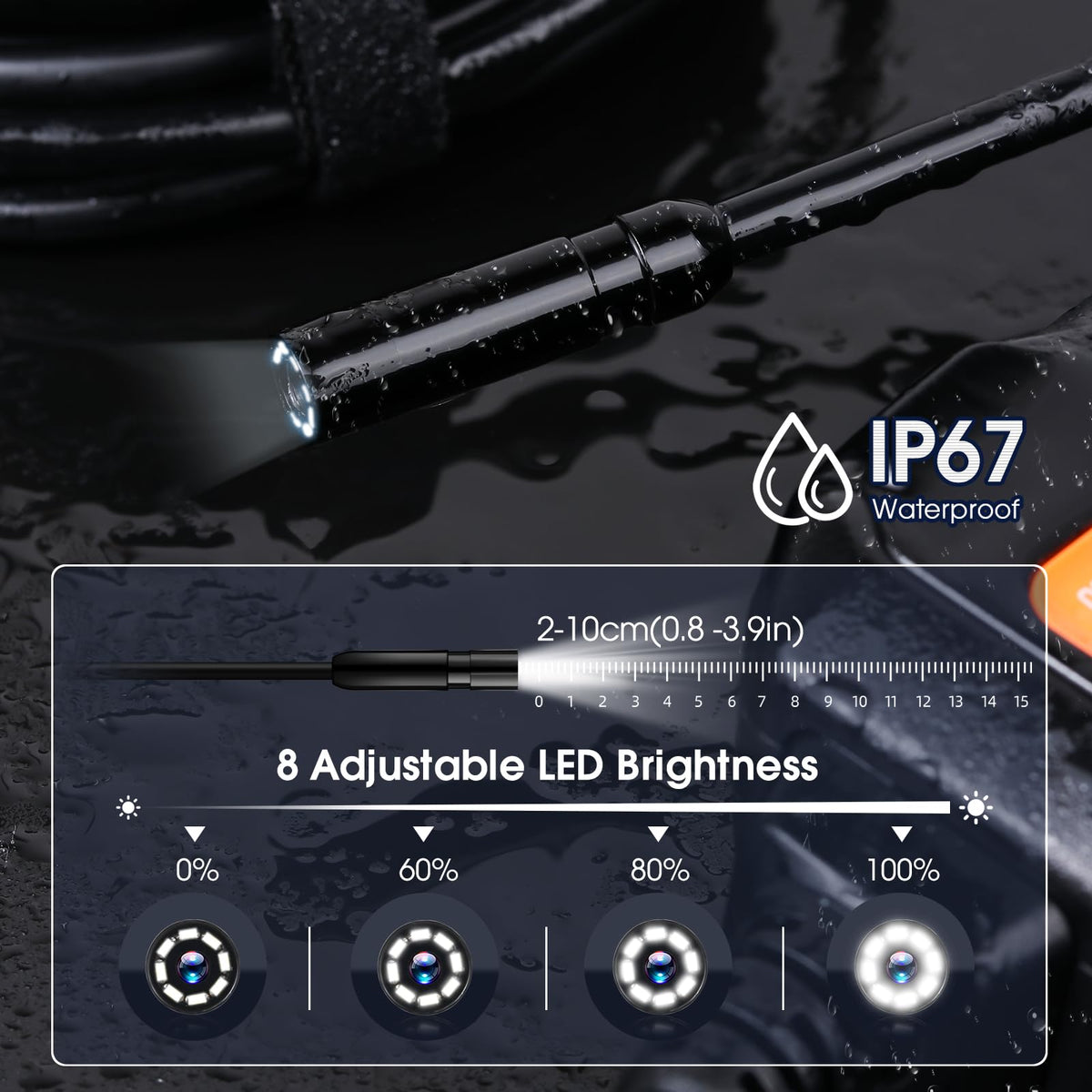Endoscope Camera with Light,1080P Borescope with 32.8FT Cable, Single Lens