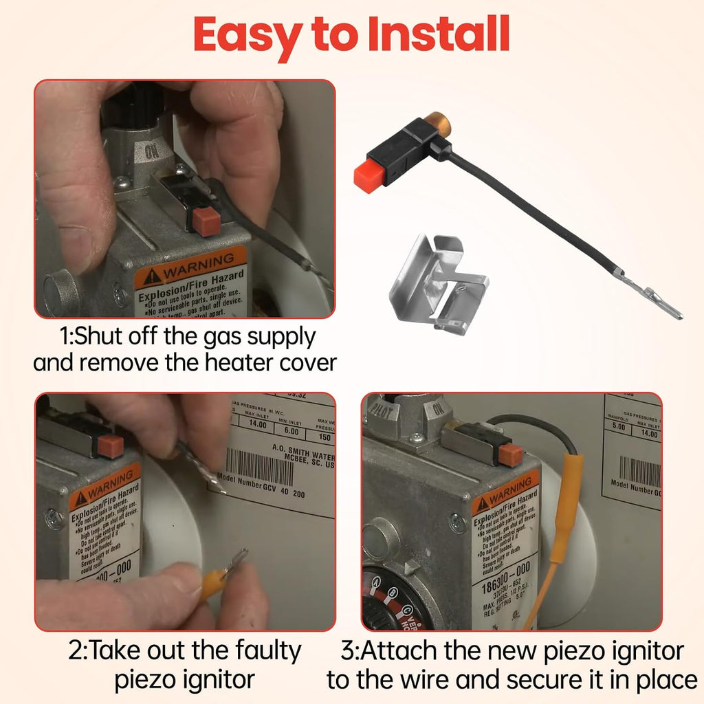 9003410 C3 Piezo Ignitor Assembly with Bracket,SP14410 Water Heater Igniter Replacement for Reliance,FVIR Rheem,Whirlpool,A.0.Smith Gas Water Heater