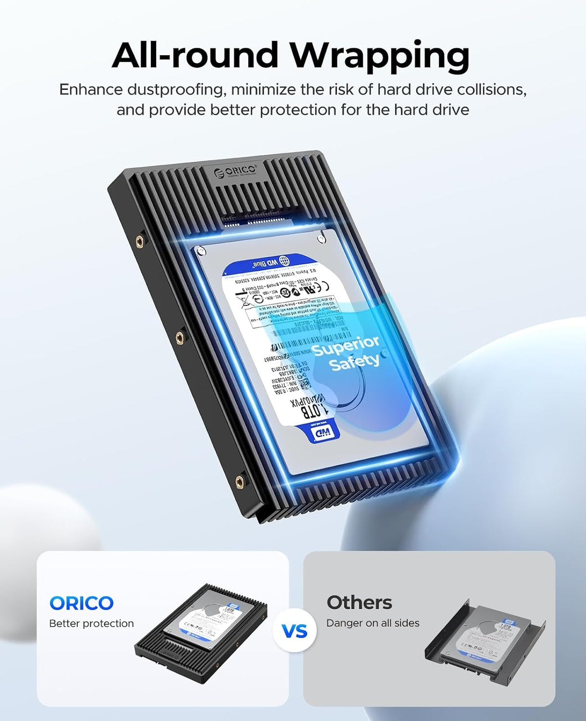ORICO 2.5 to 3.5 SATA Hard Drive Adapter Mounting Bracket Hard Drive Caddy for 7/9.5/12.5mm 2.5 inch HDD/SSD-D2SS