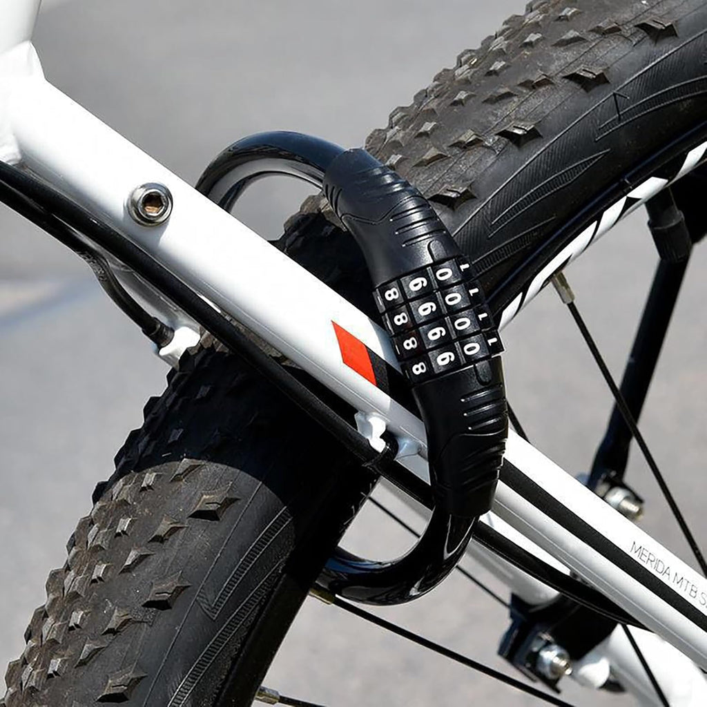 Bike Lock Cable, Heavy Duty Anti Theft Bicycle Lock Chain Portable Code Lock Cable Combo Bike Locks, 4 Digit Security