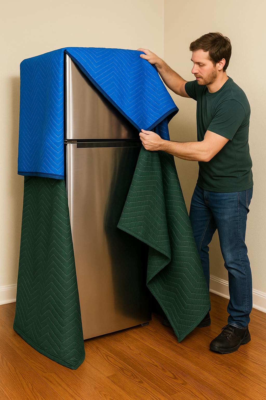 3 Pack Moving Blankets Combo, 1PC 72"x80" (3lb/ES) + 2PCS 80"x144"(7lb/ea)