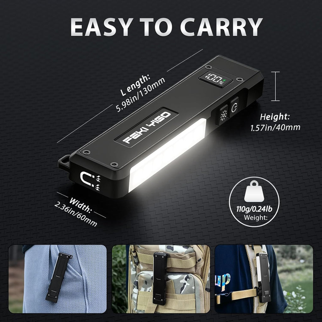 Flat EDC Flashlight Rechargeable 1800 Lumens - Pocket Flashlight with 365nm UV Light, RGB Modes, Magnetic Base