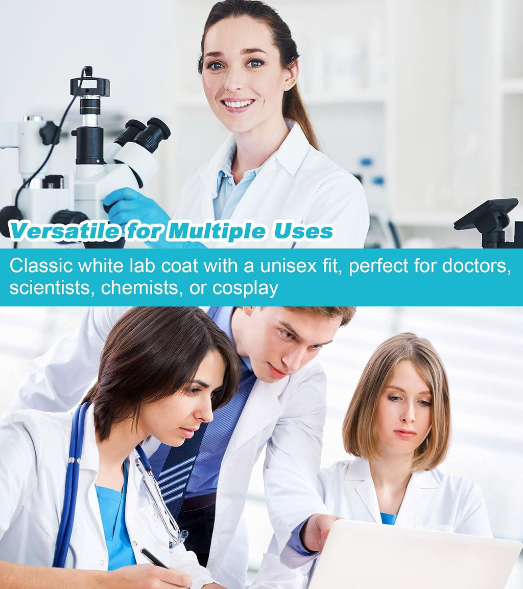 Lab Coat for Men Women,White Doctor Costume Science Medical Coat