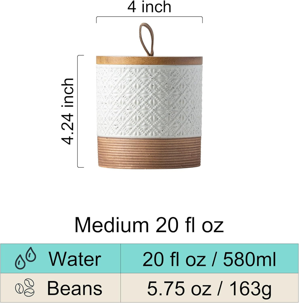 Ceramic Jar with Lid, Coffee Canisters with Airtight Lids Kitchen Food Storage Container for Spice Loose Leaf Tea