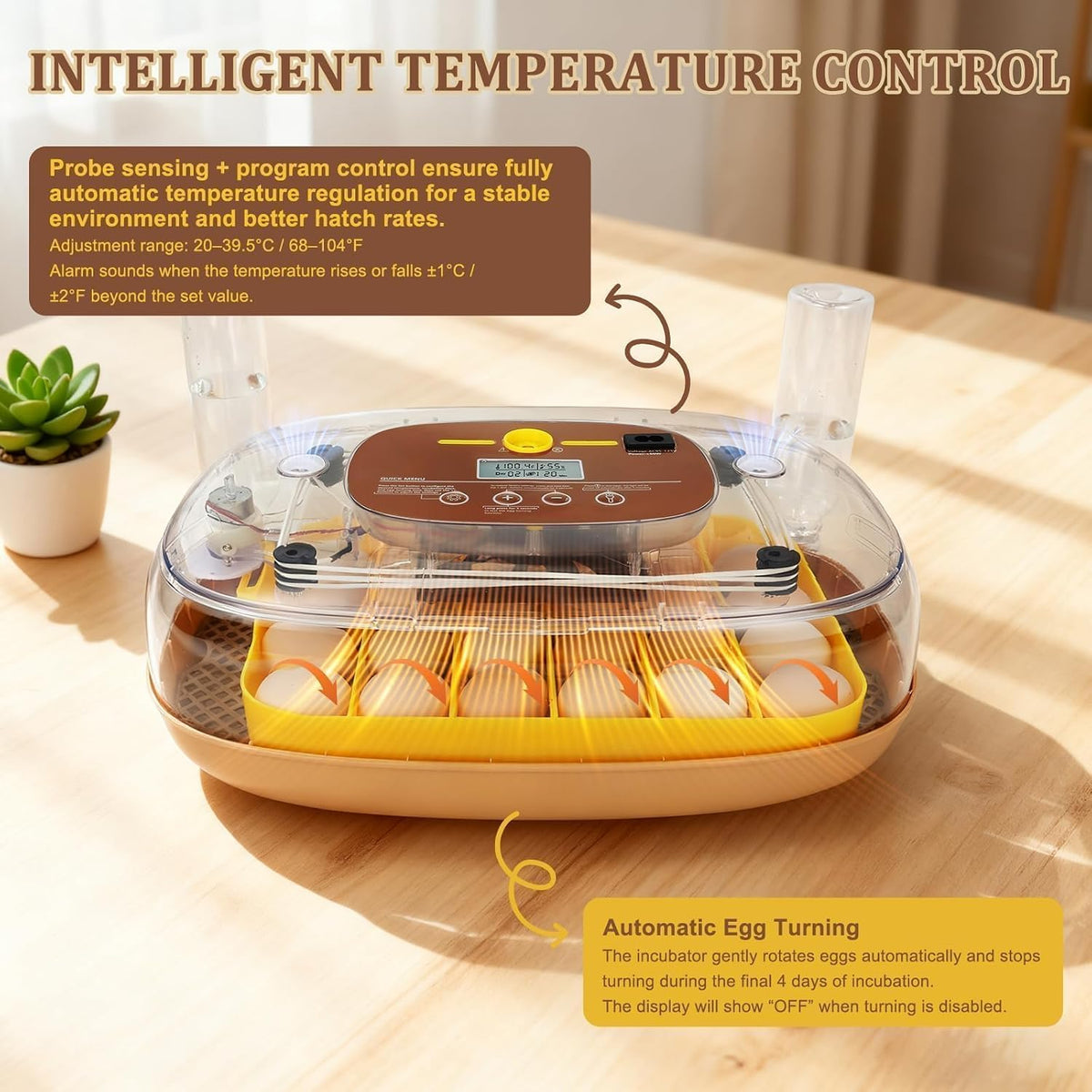 Gen III - 24 Egg Automatic Incubator, Stage-Based Adaptive Humidity with Auto-Refill, Stable Temp Control, Flexible